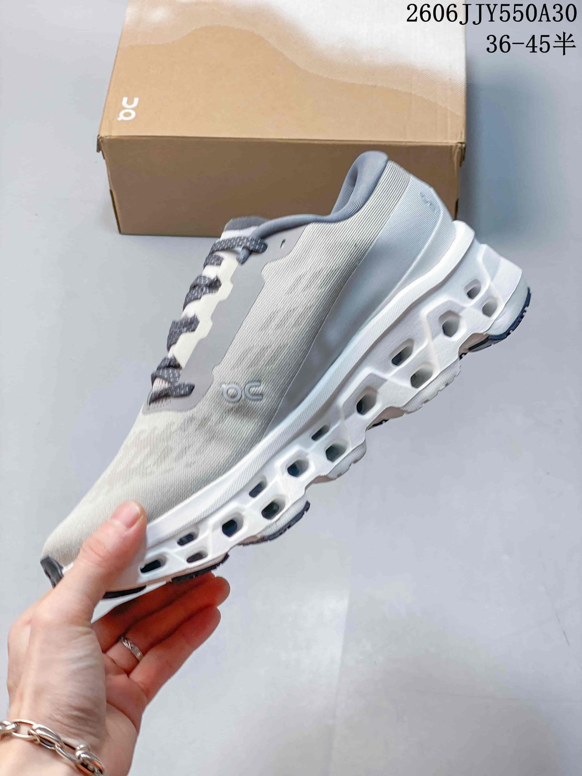 On Cloudmonster 3 Running Shoes, Light Gray