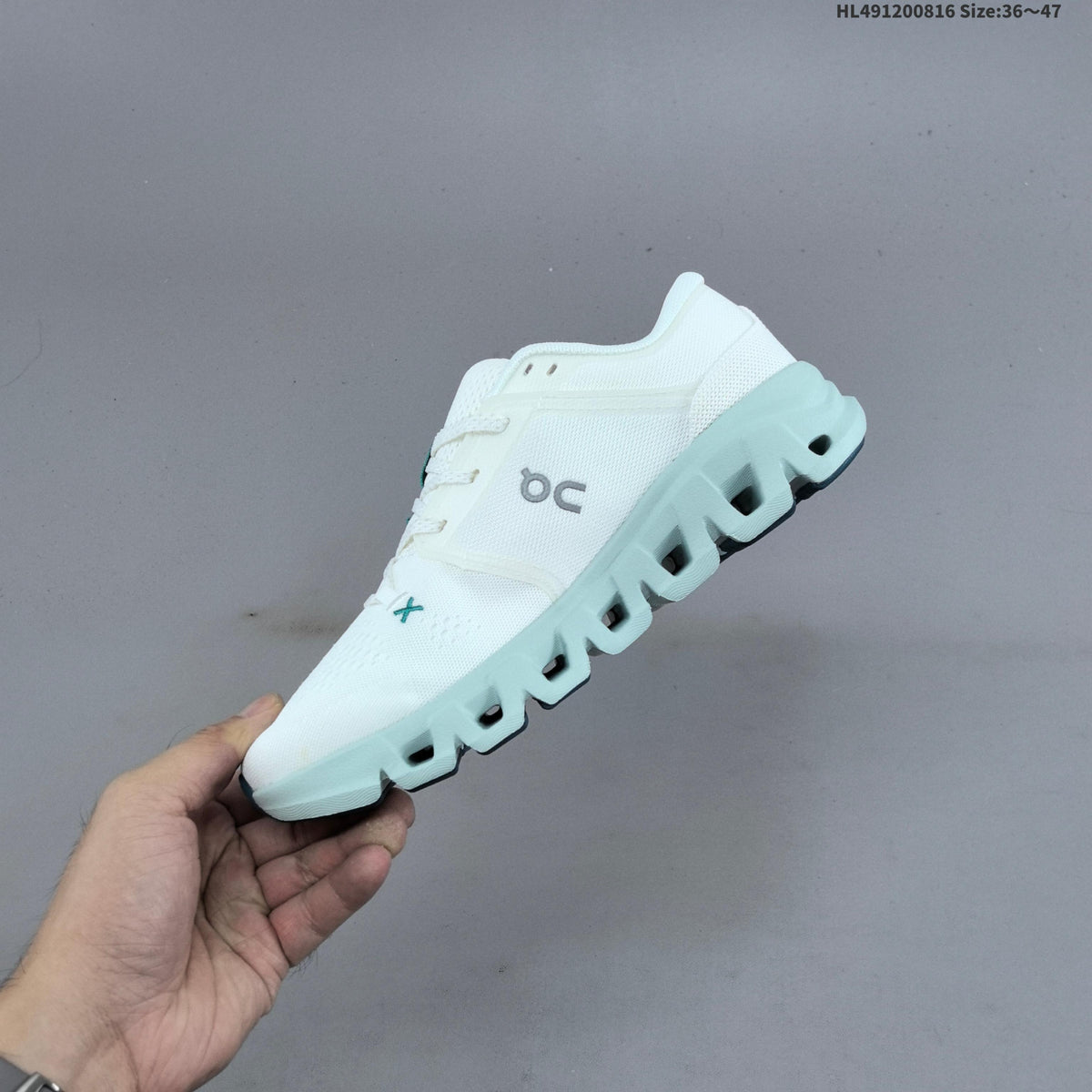 On Cloud X 5 Low-Top Sneakers in White and Mint