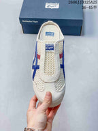 Onitsuka Tiger Mexico 66 Sabot Slip-On Sneakers Cream Blue Red