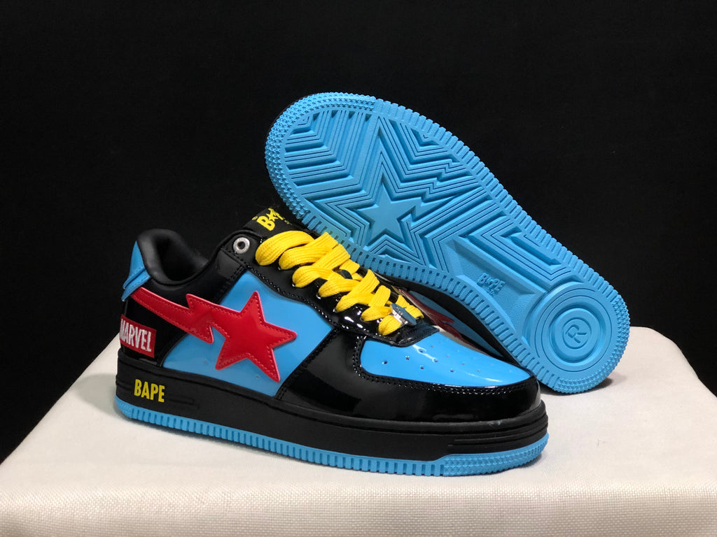 BAPE Bape Sta Low-Top Sneakers Black Blue Red