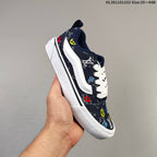 Vans Knu Skool Low-Top Sneakers in Navy Monogram Denim