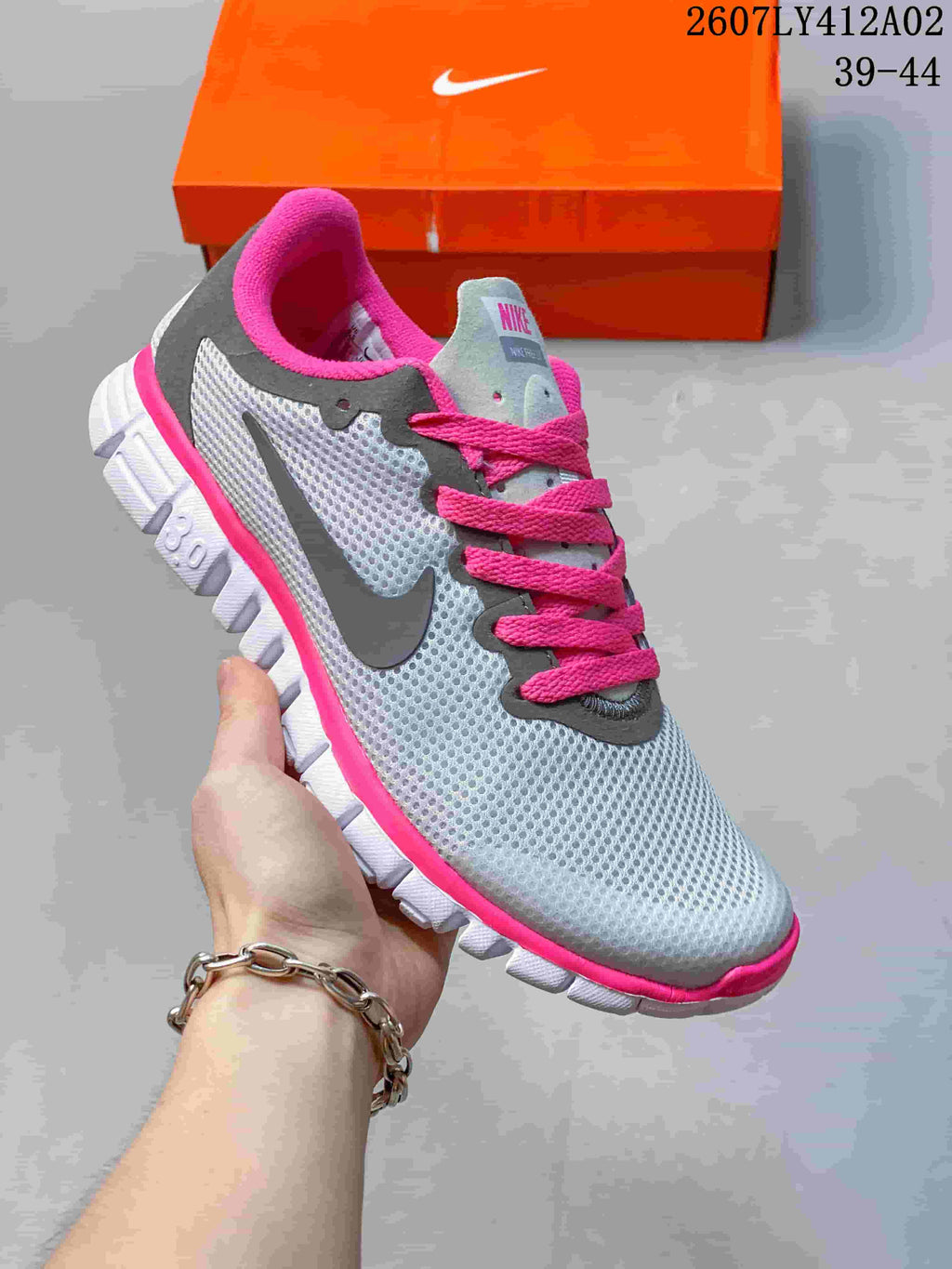 Nike Free 3.0 Running Shoes in Gray and Hot Pink