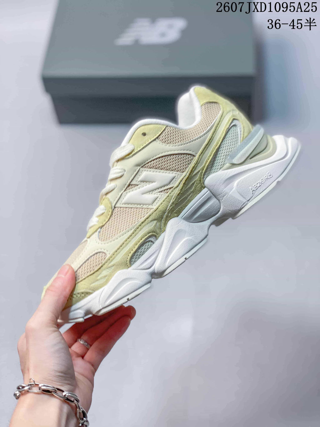 New Balance 9060R Suede Sneakers Pale Green Cream