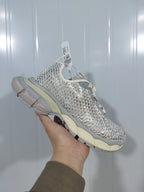 919135 Crystal Mesh Sneakers in Eggshell and Silver