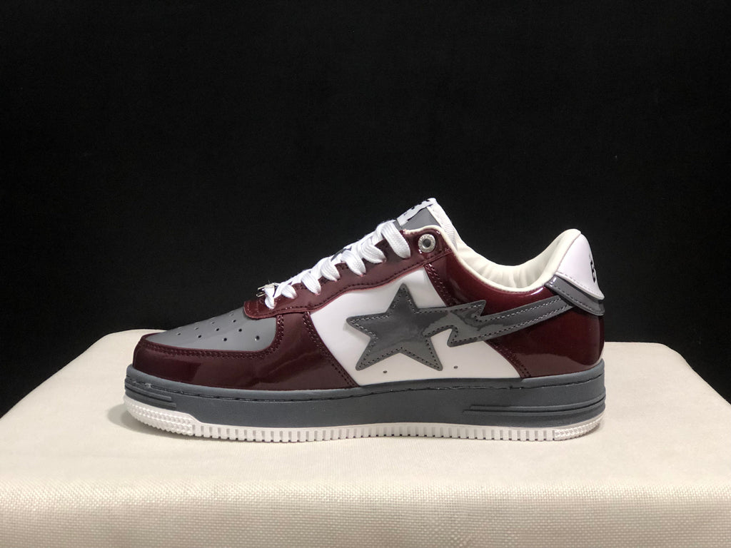 BAPE STA Low-Top Sneakers Burgundy White Gray