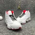 Air Jordan 13 White and Red High-Top Sneakers