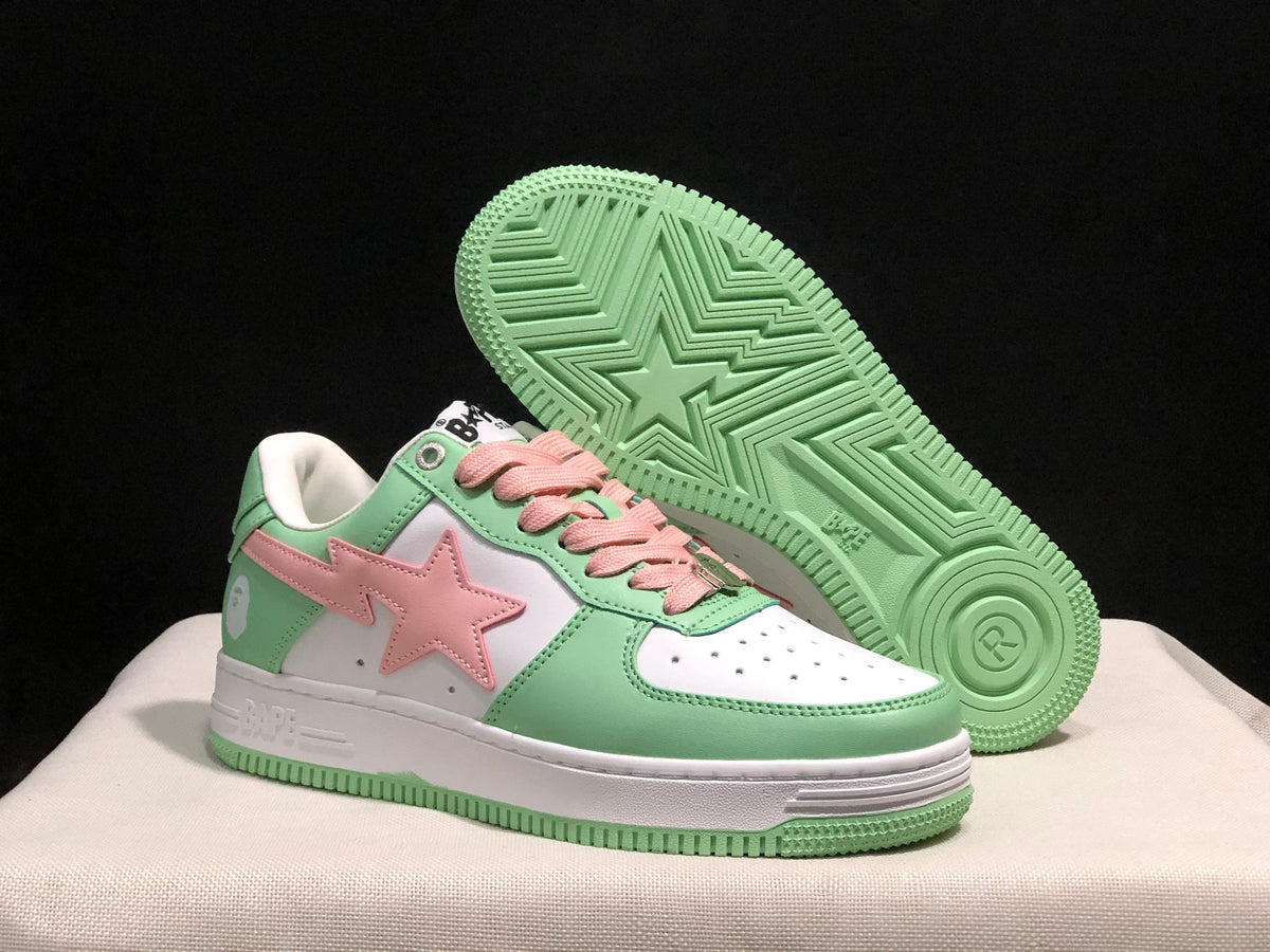 BAPE Bape Sta Low-Top Sneakers Mint Green and Pink