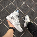 Jordan 1 High Off-White Style White Grey Sneakers