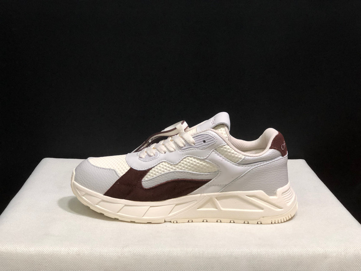 OFF-WHITE Low-Top Leather Sneakers White and Brown