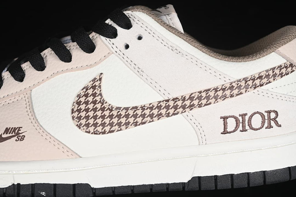Nike SB Dunk Low Cream Houndstooth Swoosh Sneakers