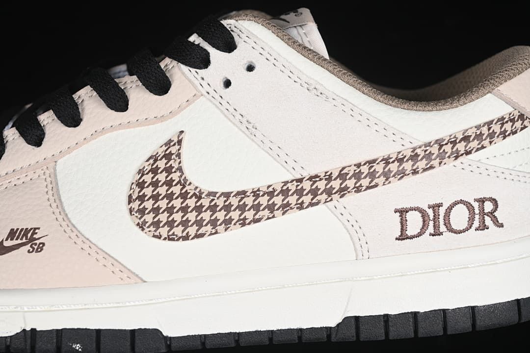 Nike SB Dunk Low Cream Houndstooth Swoosh Sneakers