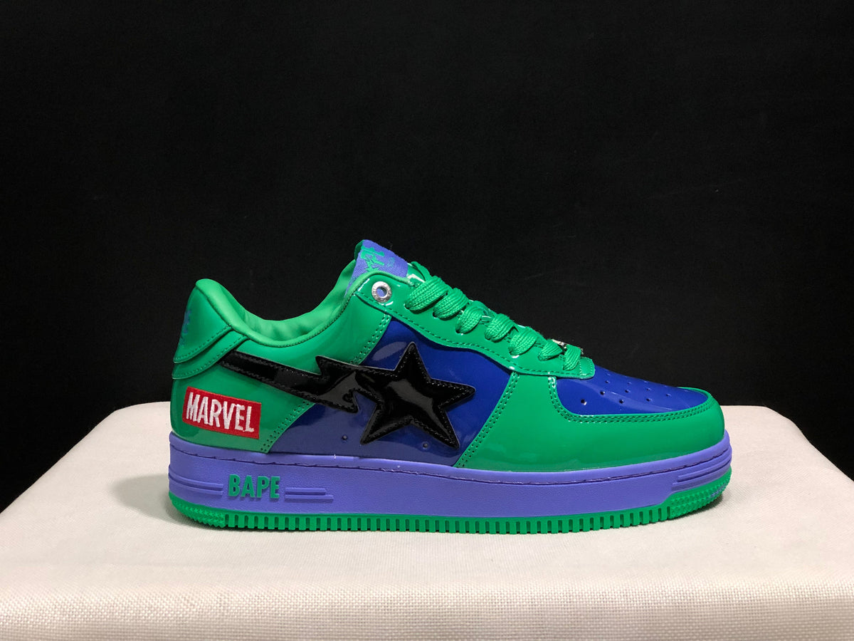 Bape Sta Low-Top Sneakers Green Blue Purple Marvel Style