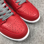 Jordan 1 Mid High-Top Sneakers in Red and Grey