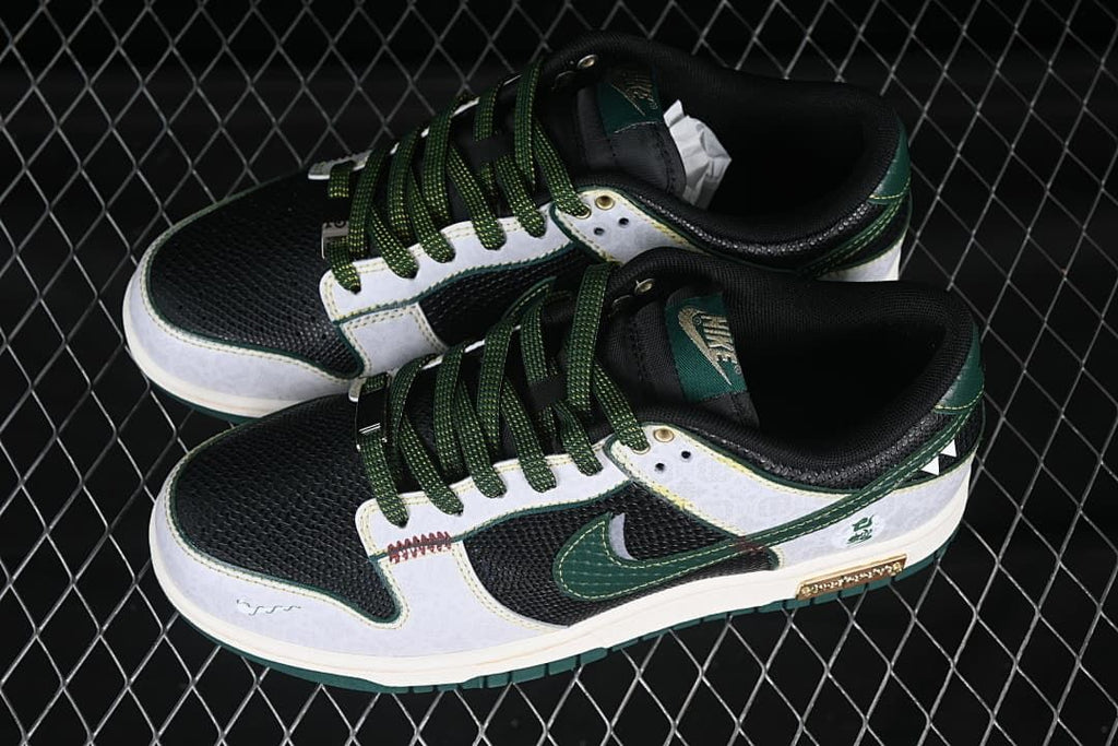 Nike SB Dunk Low Year of the Snake Sneakers, Black and Green