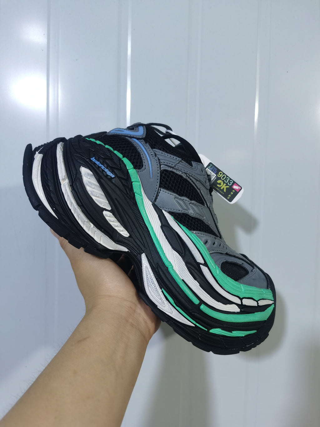 New Balance Grey Green Black Mesh Sneakers