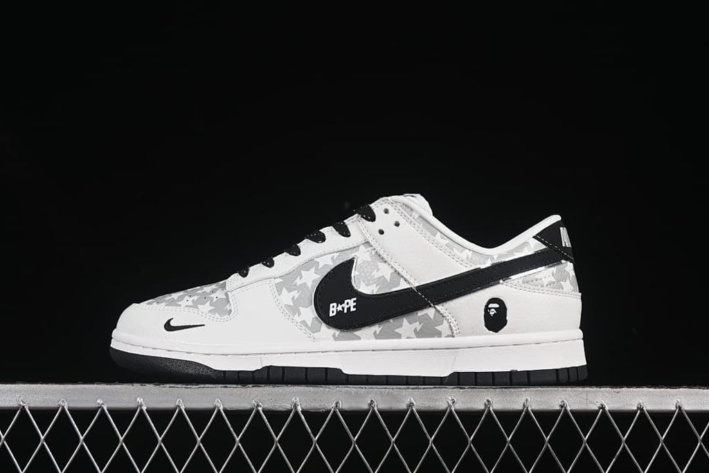 Nike SB Dunk Low Star Print Sneakers White Black