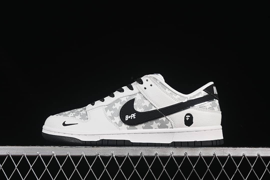 Nike SB Dunk Low Star Print Sneakers White Black