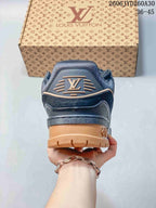 Louis Vuitton Trainer Maxi Low-Top Sneakers, Navy and Tan