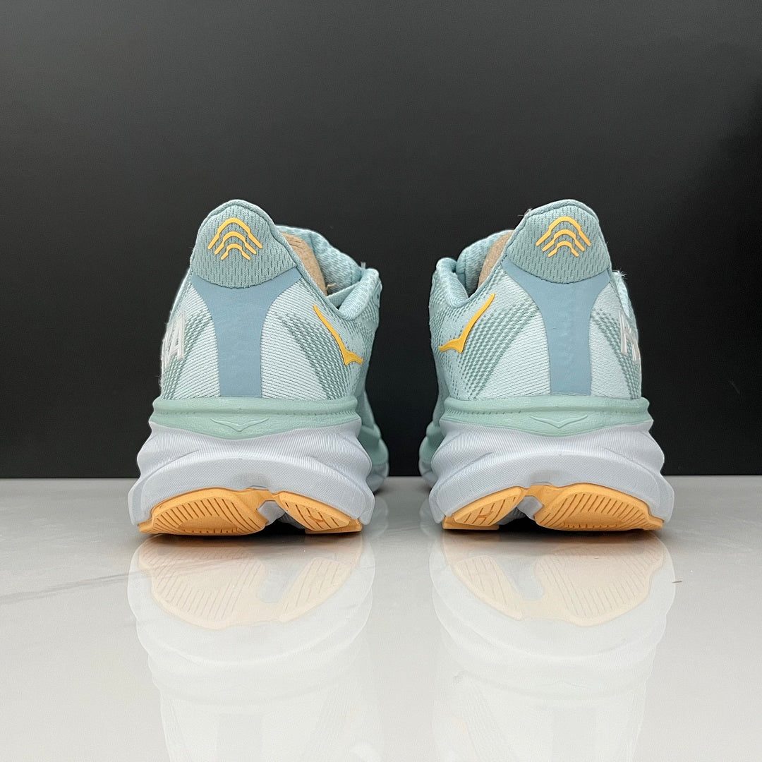HOKA Clifton 9 Running Shoes – Mint and Yellow