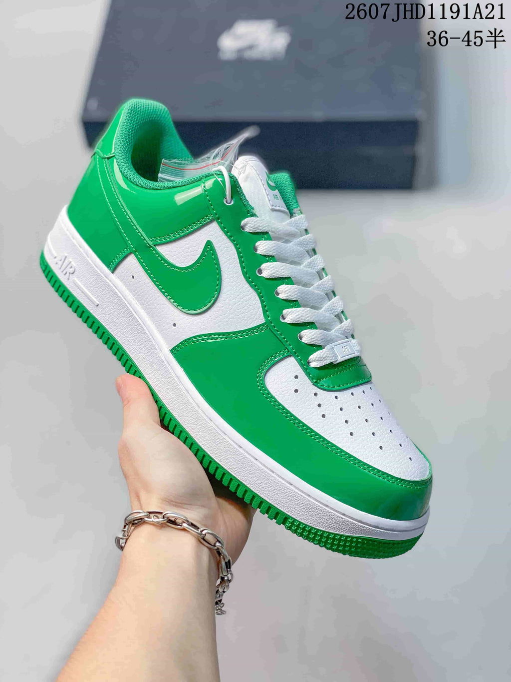 Nike Air Force 1 Green and White Sneakers