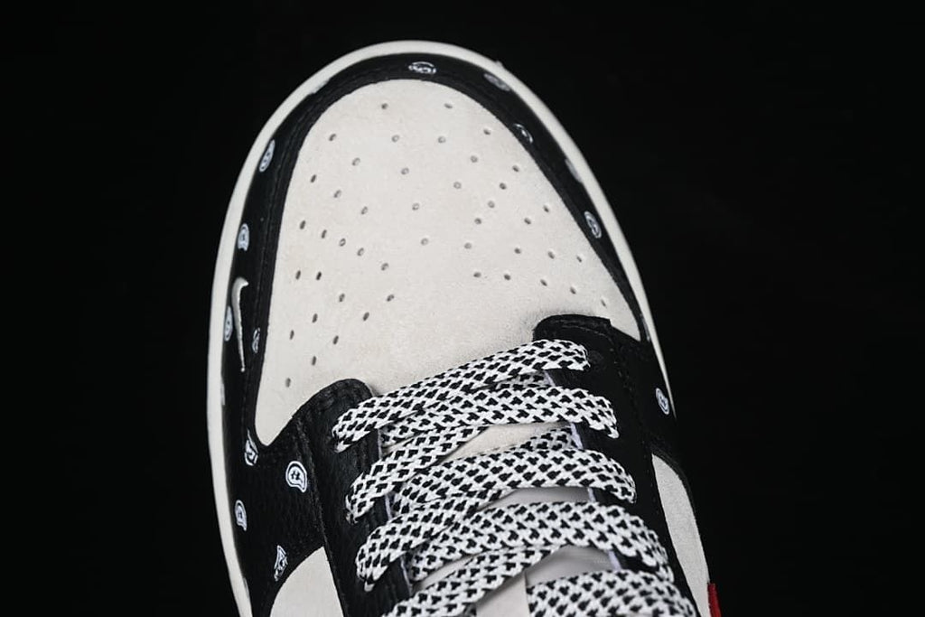 Nike SB Dunk Low Sneakers Black White Red Paisley