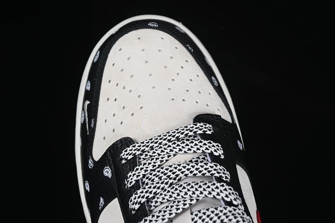Nike SB Dunk Low Sneakers Black White Red Paisley