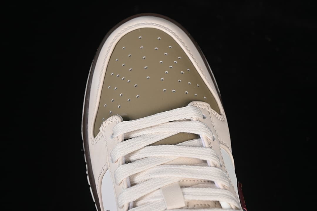 Nike Dunk Low Sneakers in Sail, Olive and Burgundy