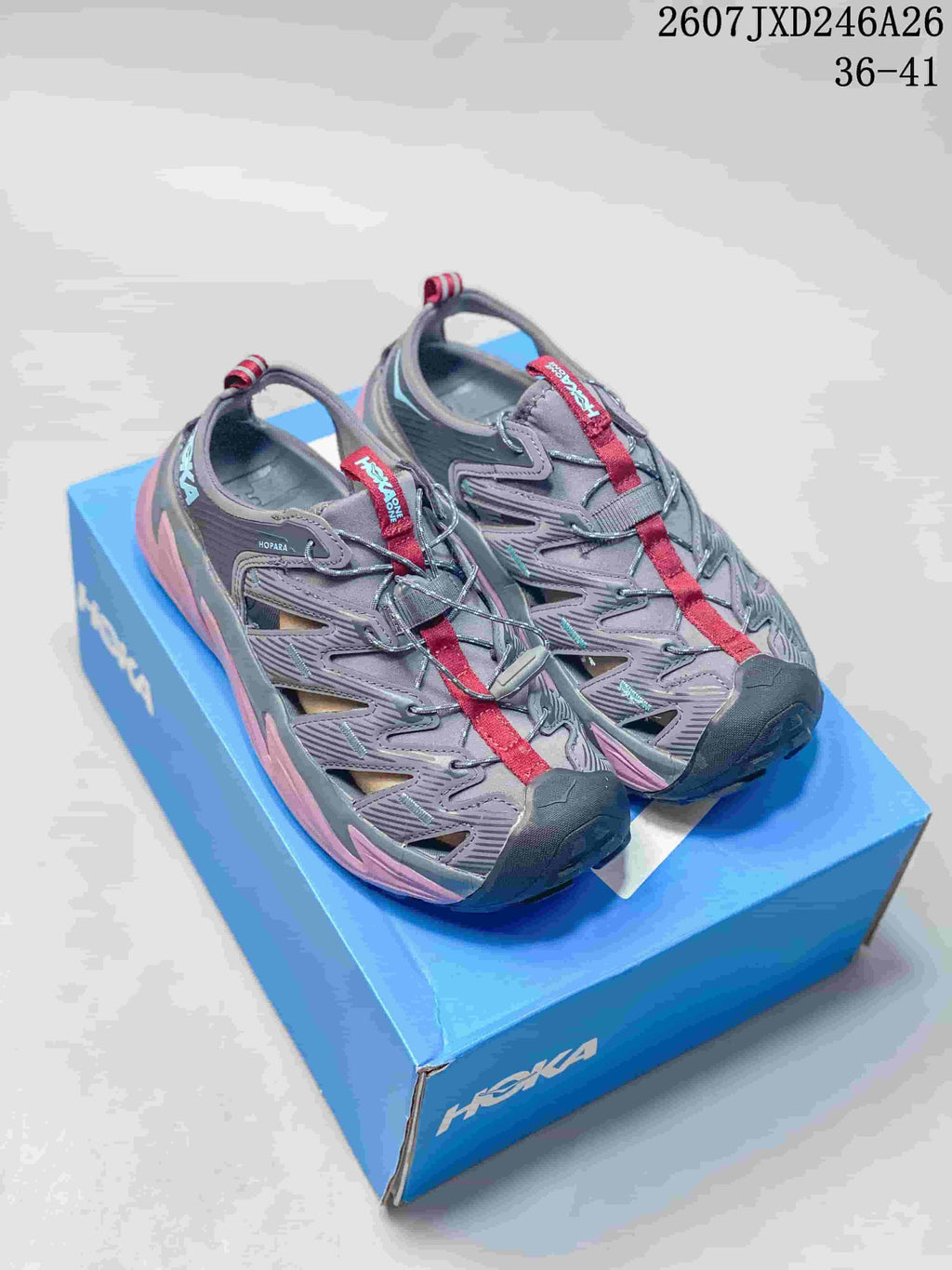 HOKA Hopara Outdoor Sandals Gray Pink 712460EEU