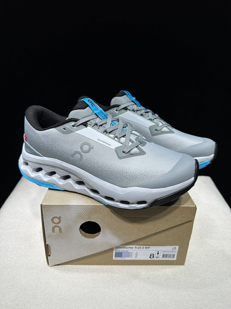 On Cloudsurfer Trail 2 Waterproof Trail Running Shoes Gray Blue