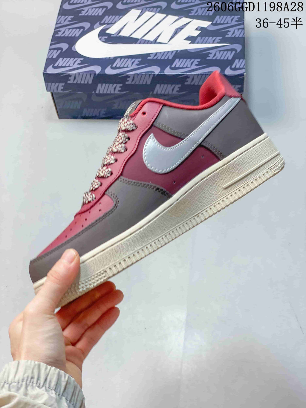 Nike Air Force 1 Spain-Inspired Sneakers, Burgundy and Gray