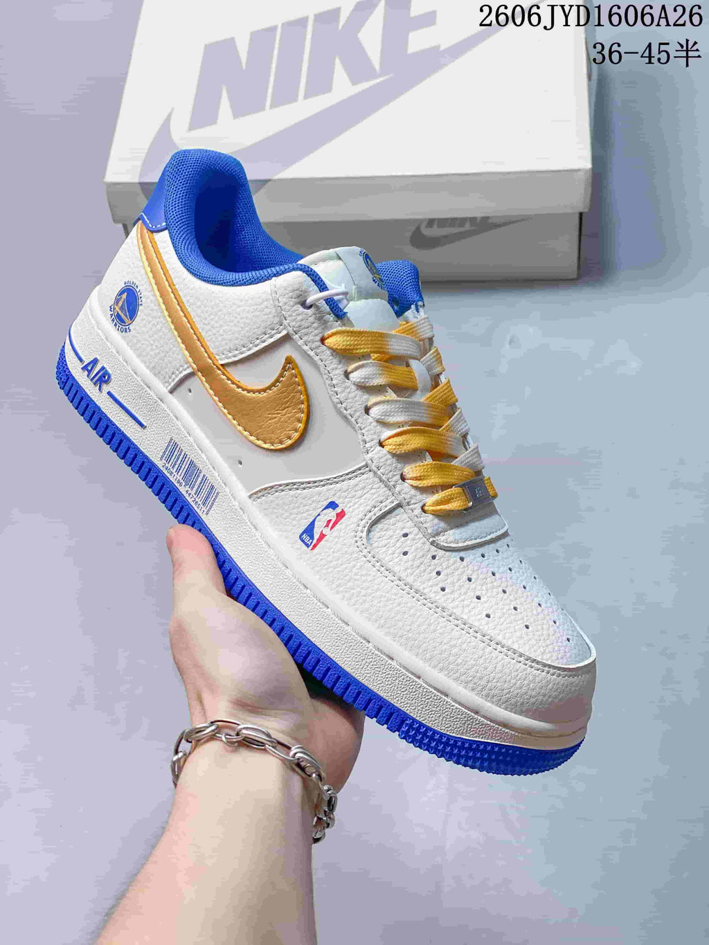 Nike Air Force 1 '07 Low NBA Warriors White Blue Gold
