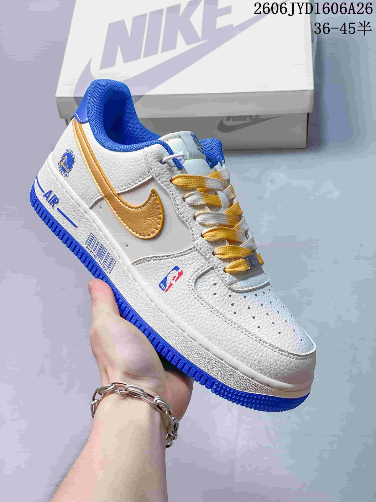 Nike Air Force 1 '07 Low NBA Warriors White Blue Gold