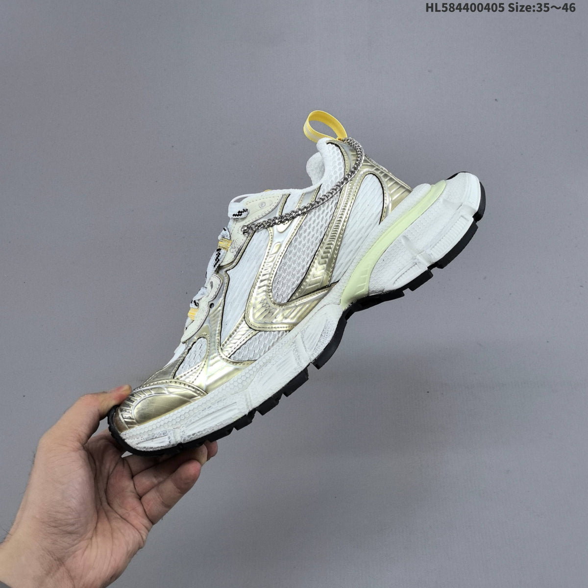 Balenciaga Phantom Sneakers in White and Metallic Gold