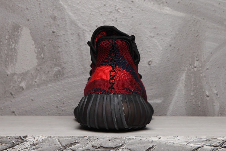 Yeezy 350 V2 Knit Sneakers in Red and Black