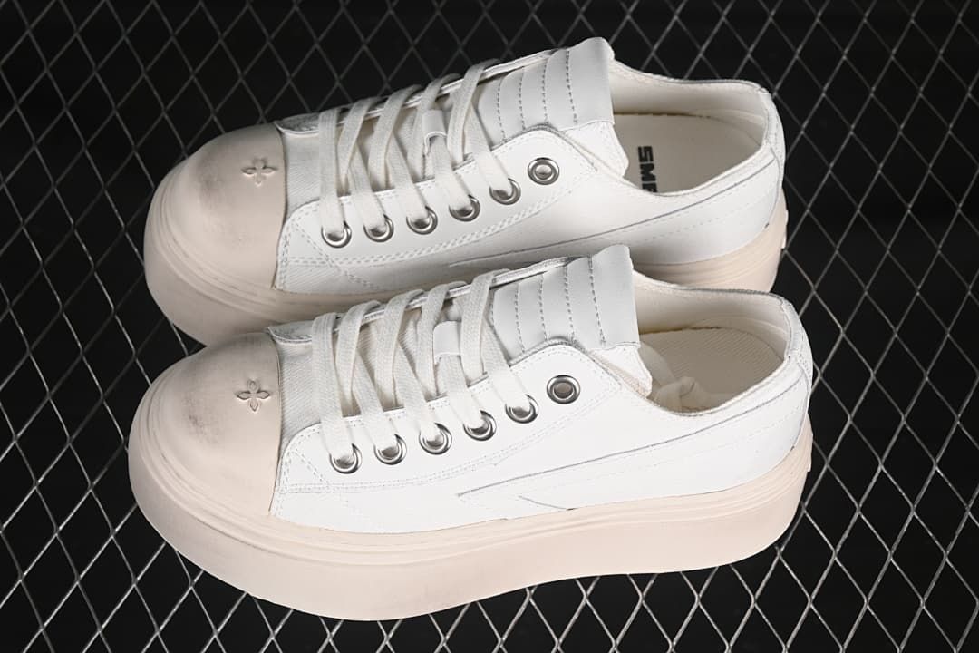SMFK S0002B2 White Platform Canvas Sneakers