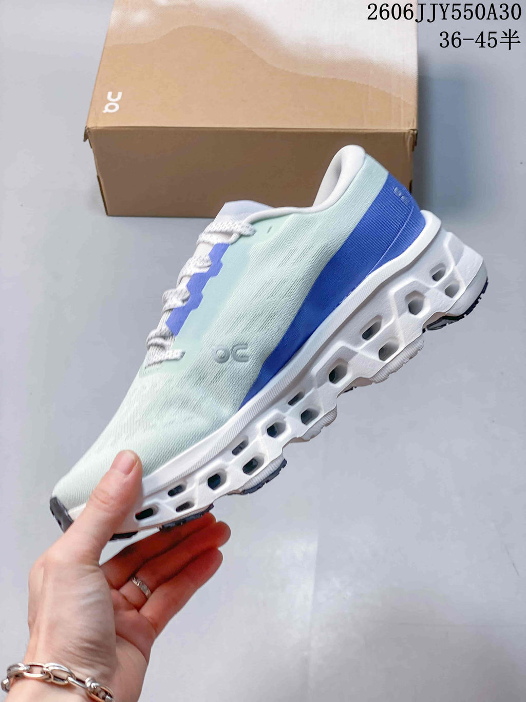 On Cloudmonster 3 Running Shoes, Pale Mint and Blue