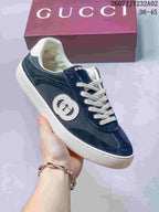 Gucci G75 Low-Top Sneakers in Navy and White