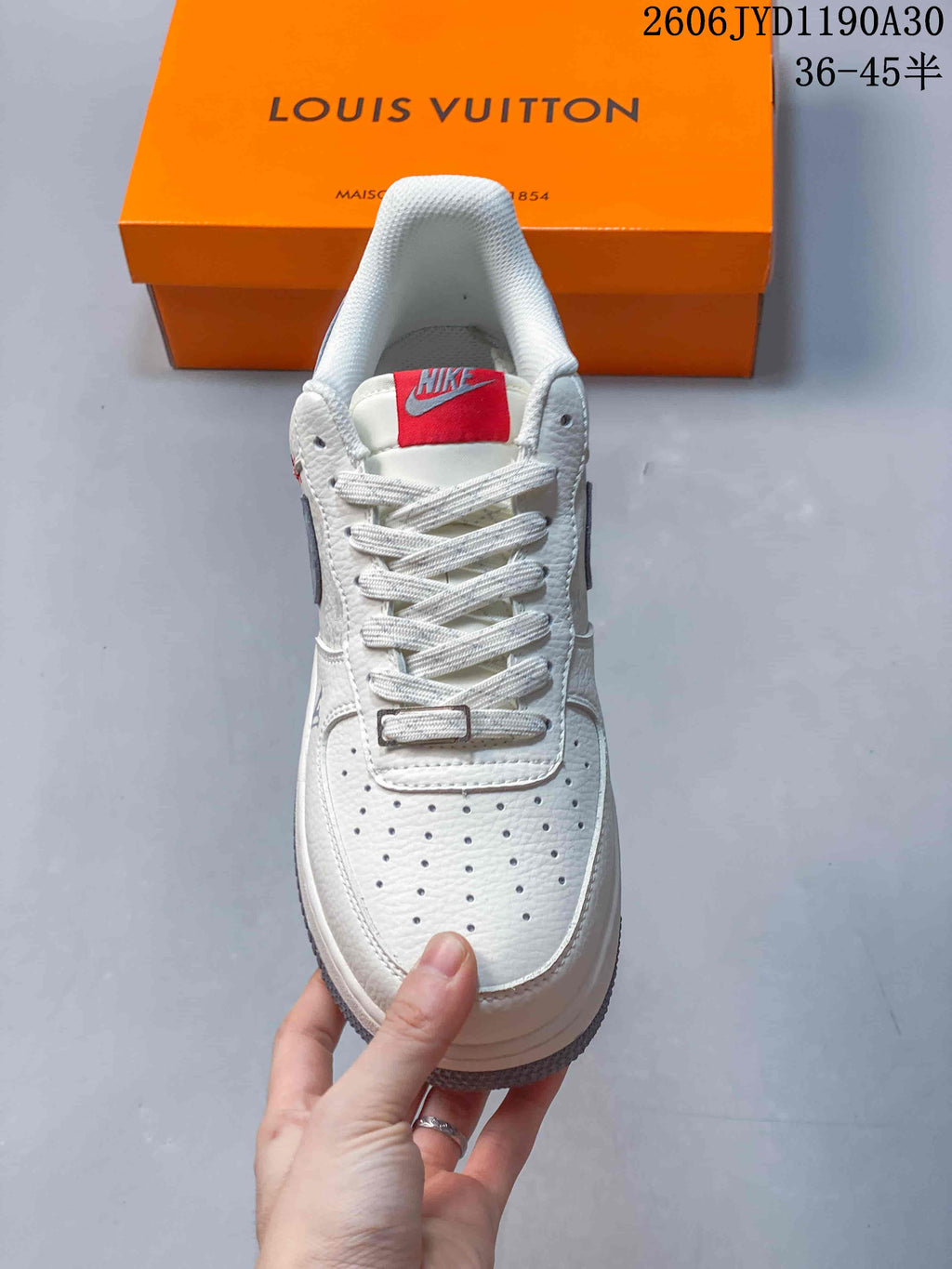 Nike Air Force 1 Low Custom Sneakers in Off-White and Gray