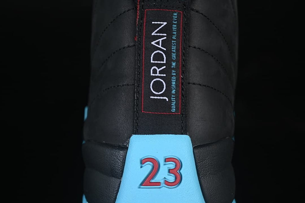 Jordan Air Jordan 12 Retro Black and Gamma Blue High-Top Sneakers