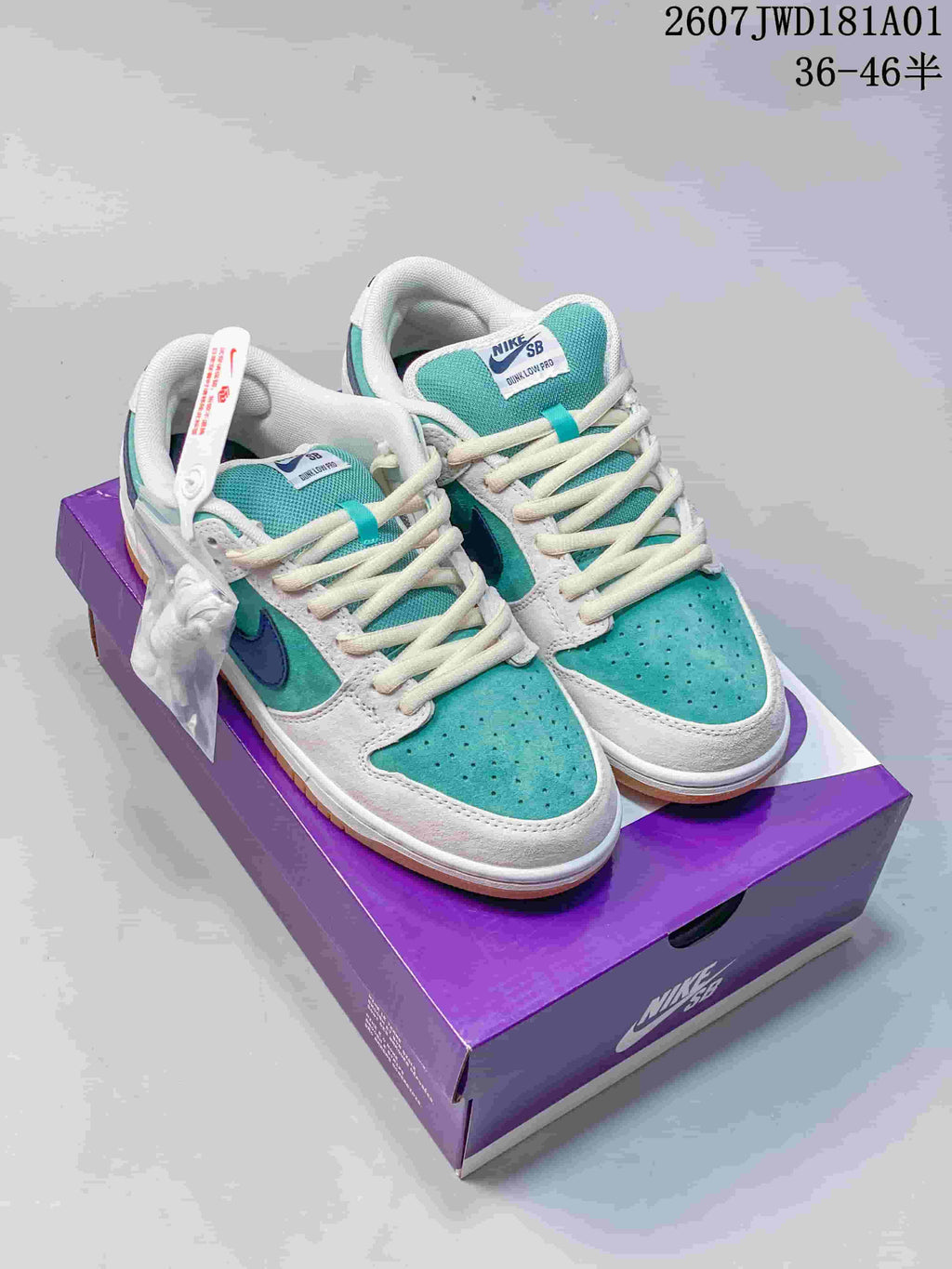 Nike SB Dunk Low Pro Sneakers in Teal and White