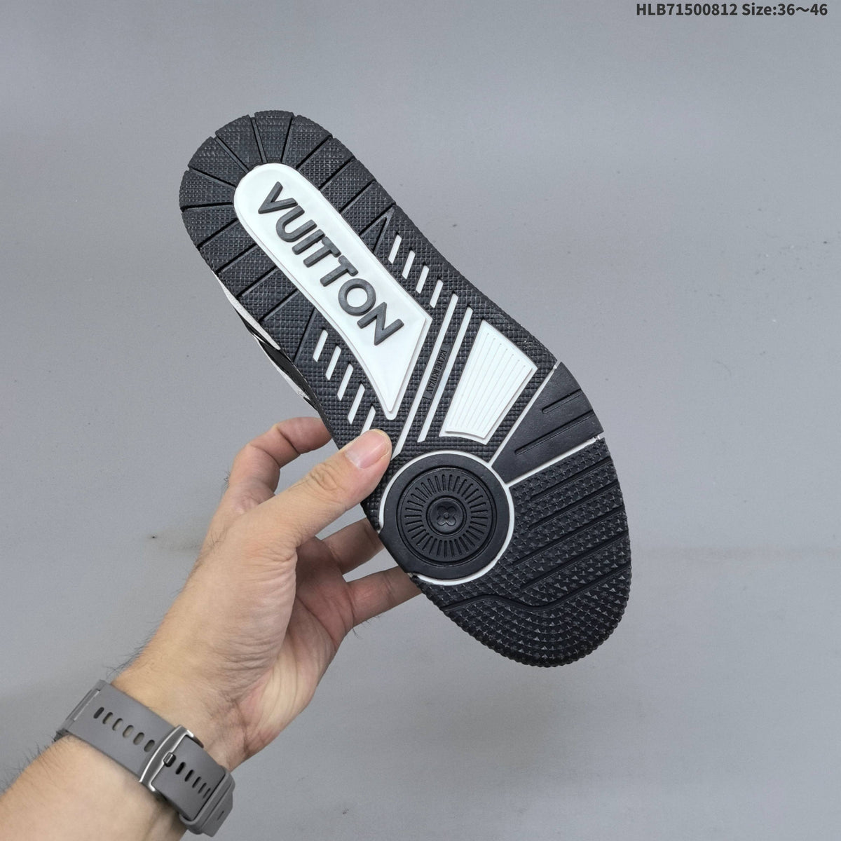 Louis Vuitton White and Black Low-Top Sneakers