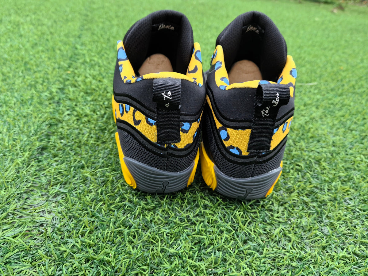 Jordan 680-7 Black and Yellow Leopard Print Sneakers