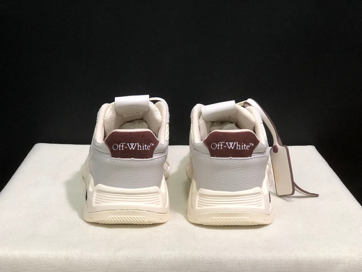 OFF-WHITE Low-Top Leather Sneakers White and Brown