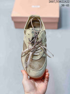 Miu Miu Gymnasium Low-Top Sneakers Beige 712520WPR