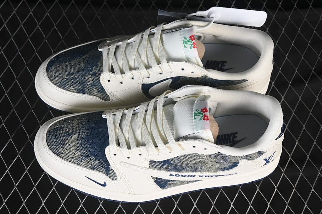 Jordan 1 Low OG SP White and Blue Denim Low-Top Sneakers