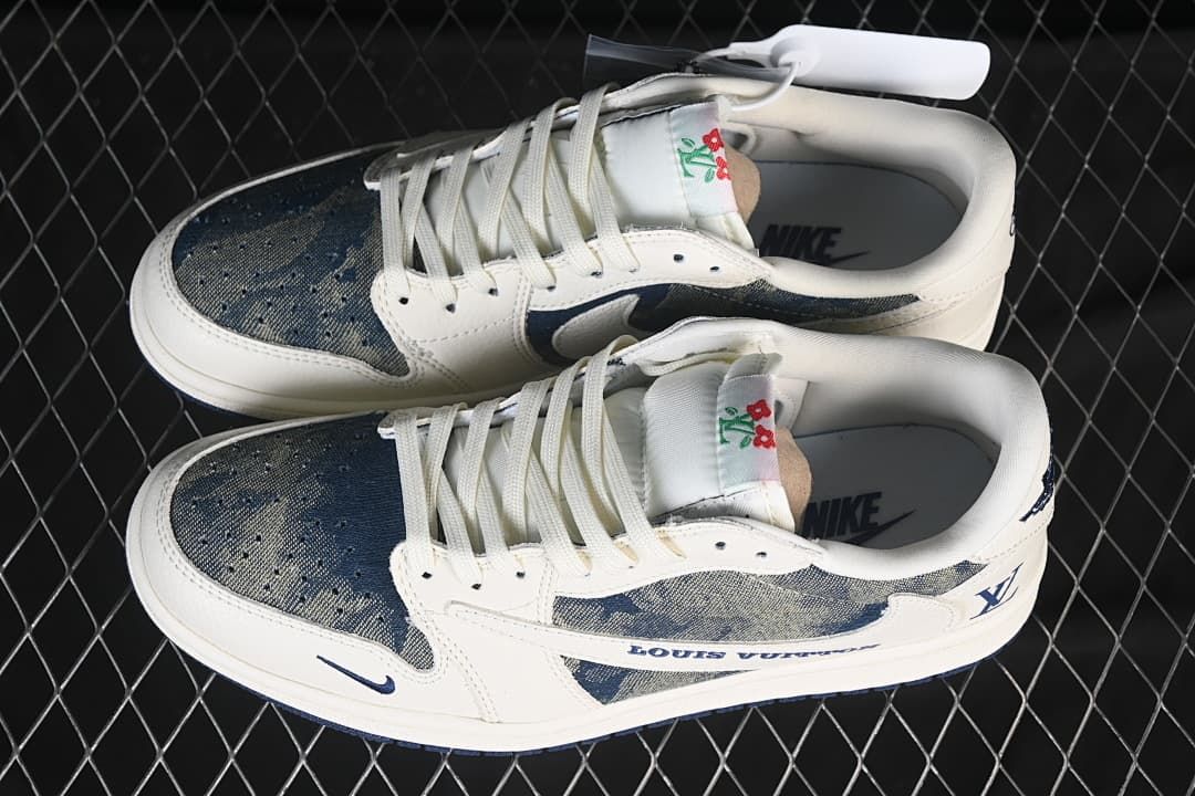 Jordan 1 Low OG SP White and Blue Denim Low-Top Sneakers