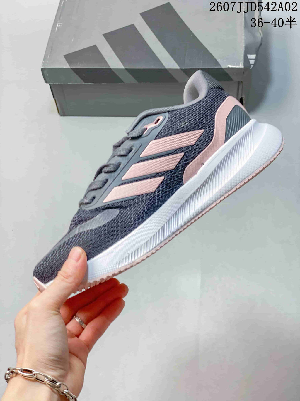 Adidas Runfalcon 5 Running Shoes Gray Pink JJD542A02