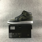 Jordan 1 Mid Sneakers in Black and Olive Green