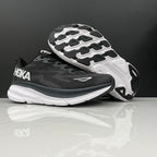 HOKA Clifton 9 Black and White Running Shoes