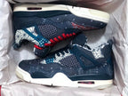 Jordan 4 Sashiko-Style Embroidered Sneakers Navy